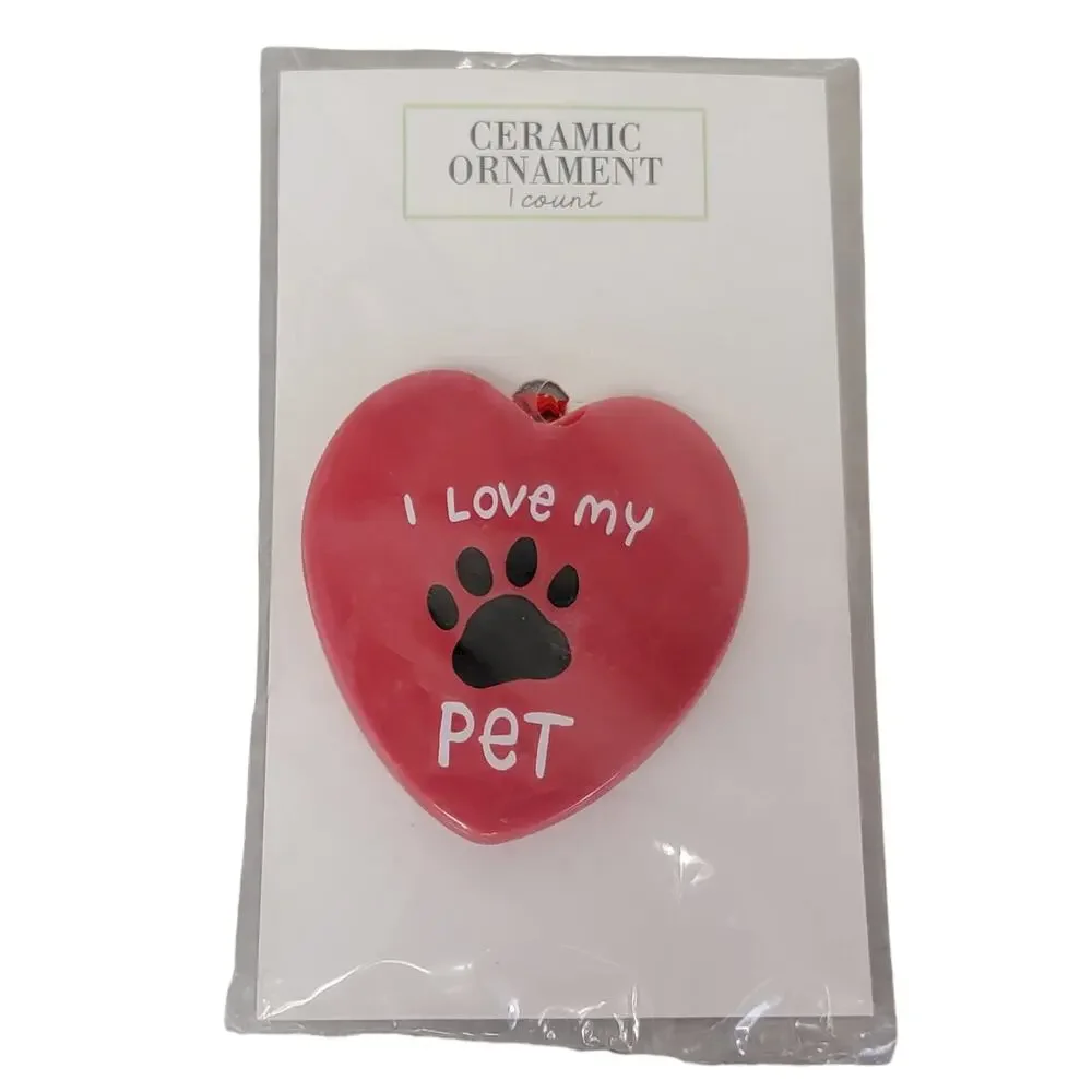 I‎ Love My Pet Christmas Ornament Red Heart Holiday Decor Tree Decoration NEW